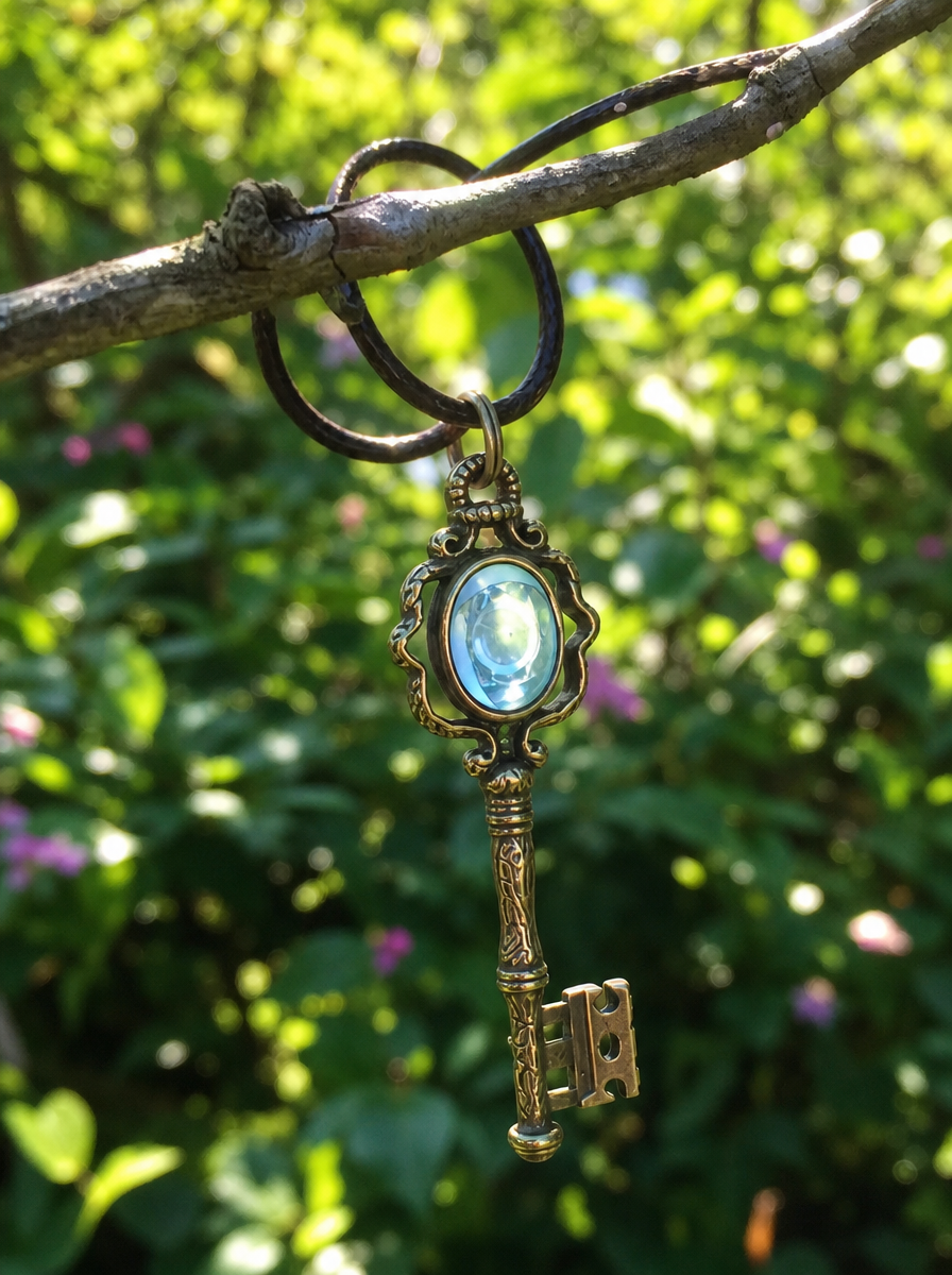 🗝️ Heart Guardian Witch Key Necklace – Set with Moonstone🌙