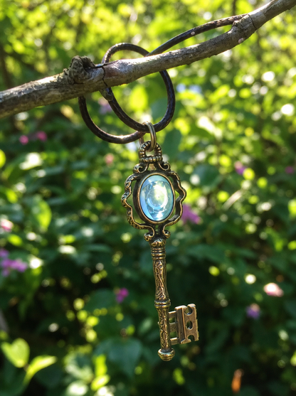 🗝️ Heart Guardian Witch Key Necklace – Set with Moonstone🌙