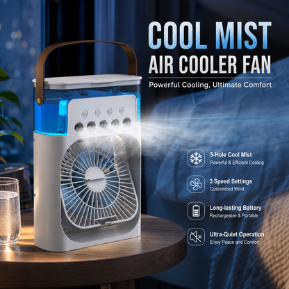 ❄️ Multi-Functional Mist Cooling Fan with Ambient Light