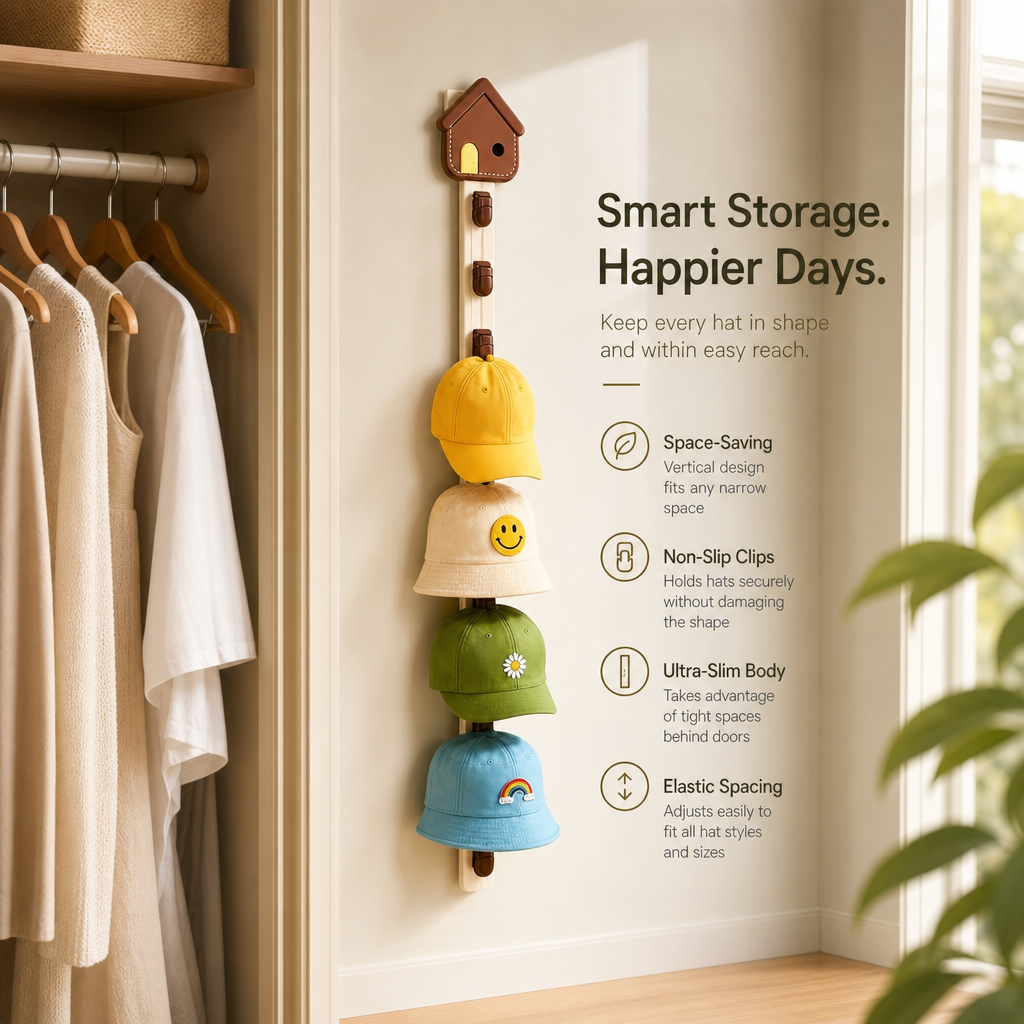 🧢✨ Hat Organizer Clip Rack