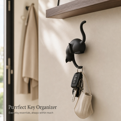 Creative Black Cat Tail Key Holder Hanging Hook For Home Decoration