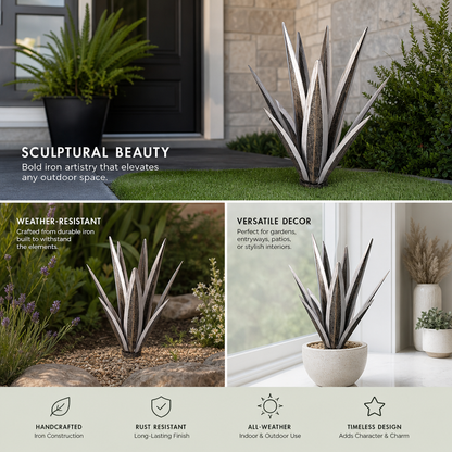 🌵 Rustic Metal Agave Garden Sculpture