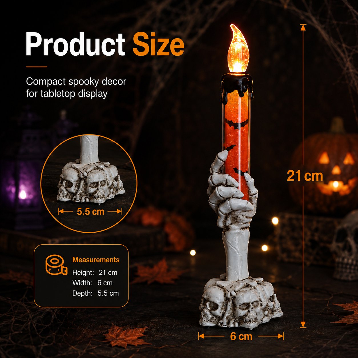 🎃 Halloween Skeleton Skull Hand LED Glitter Candle Light Set🔥