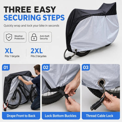 🚲Waterproof Bike Cover for 1–2 Bikes – Windproof Outdoor Protection