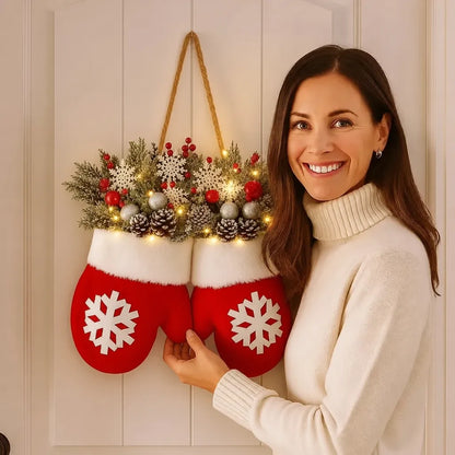 🎅 Flashing Christmas Glove Wreath · Create a warm and cosy Christmas atmosphere