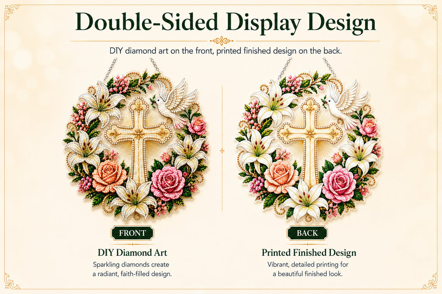 ✝️🕊️Christian Cross & Dove Diamond Art Hanging Ornament Kit