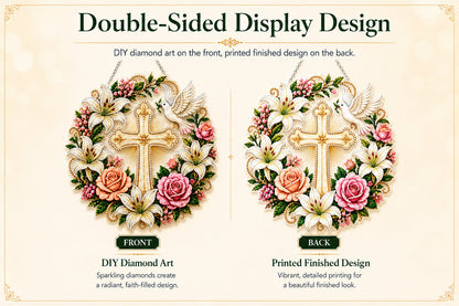 ✝️🕊️Christian Cross & Dove Diamond Art Hanging Ornament Kit