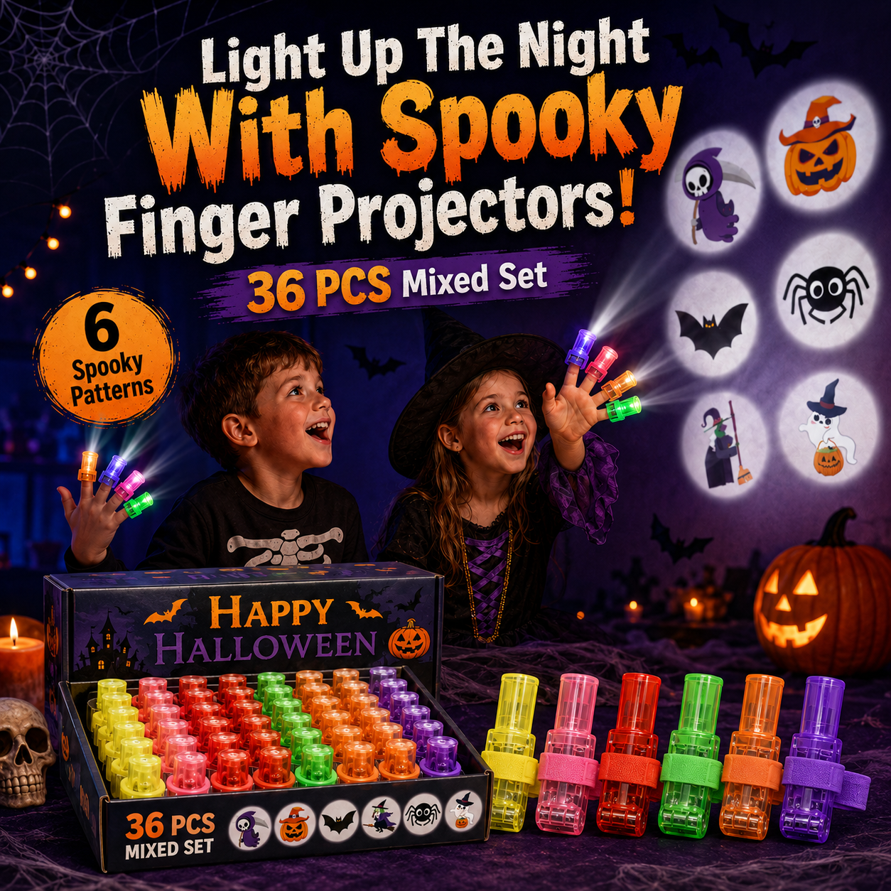 🎃 Spooky Pattern Finger Projector Lights