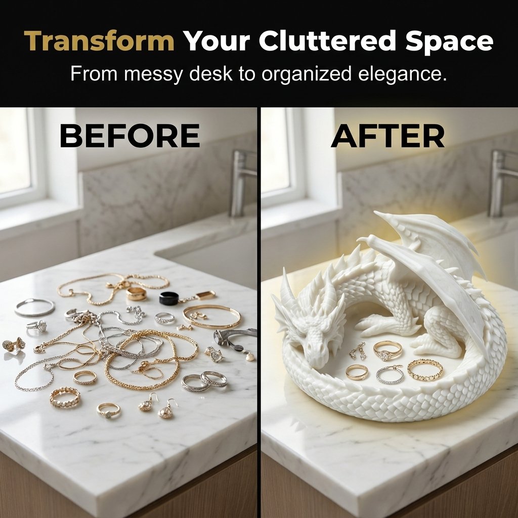 🐉Dragon Guardian 3D Printed Jewelry Tray - The Dragon’s Treasure!