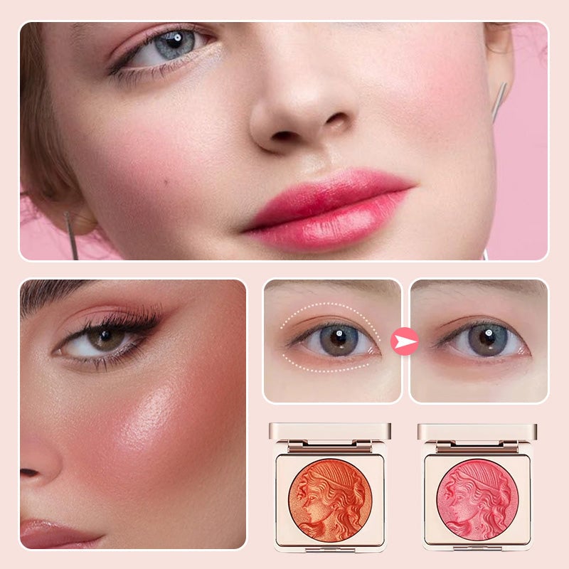 🔥Cosmetic NO.1🔥Smooth powder blush palett med präglade kinder