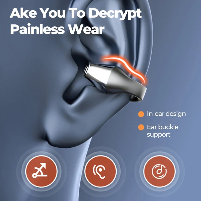 Trådlösa hörlurar med öronklämma och benledning🎧