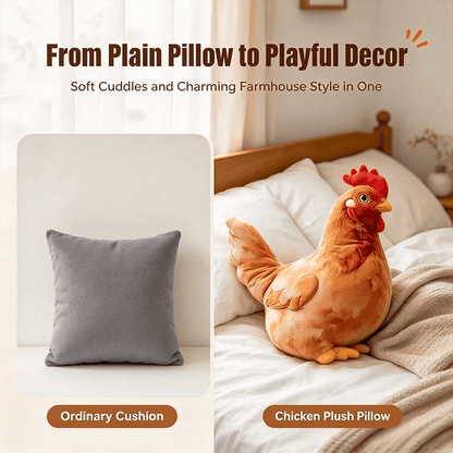 🐔 Chicken-Shaped Plush Pillow – Cute Realistic Hen Stuffed Animal & Cozy Home Decor Cushion ✨