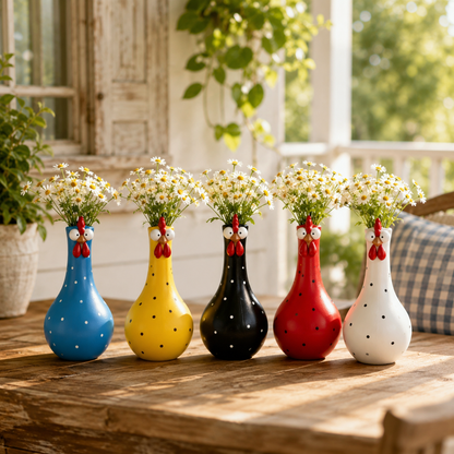 Cluck & Bloom-Whimsical Chicken Flower Vase