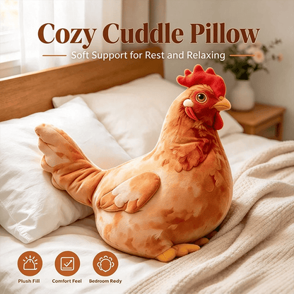 🐔 Chicken-Shaped Plush Pillow – Cute Realistic Hen Stuffed Animal & Cozy Home Decor Cushion ✨