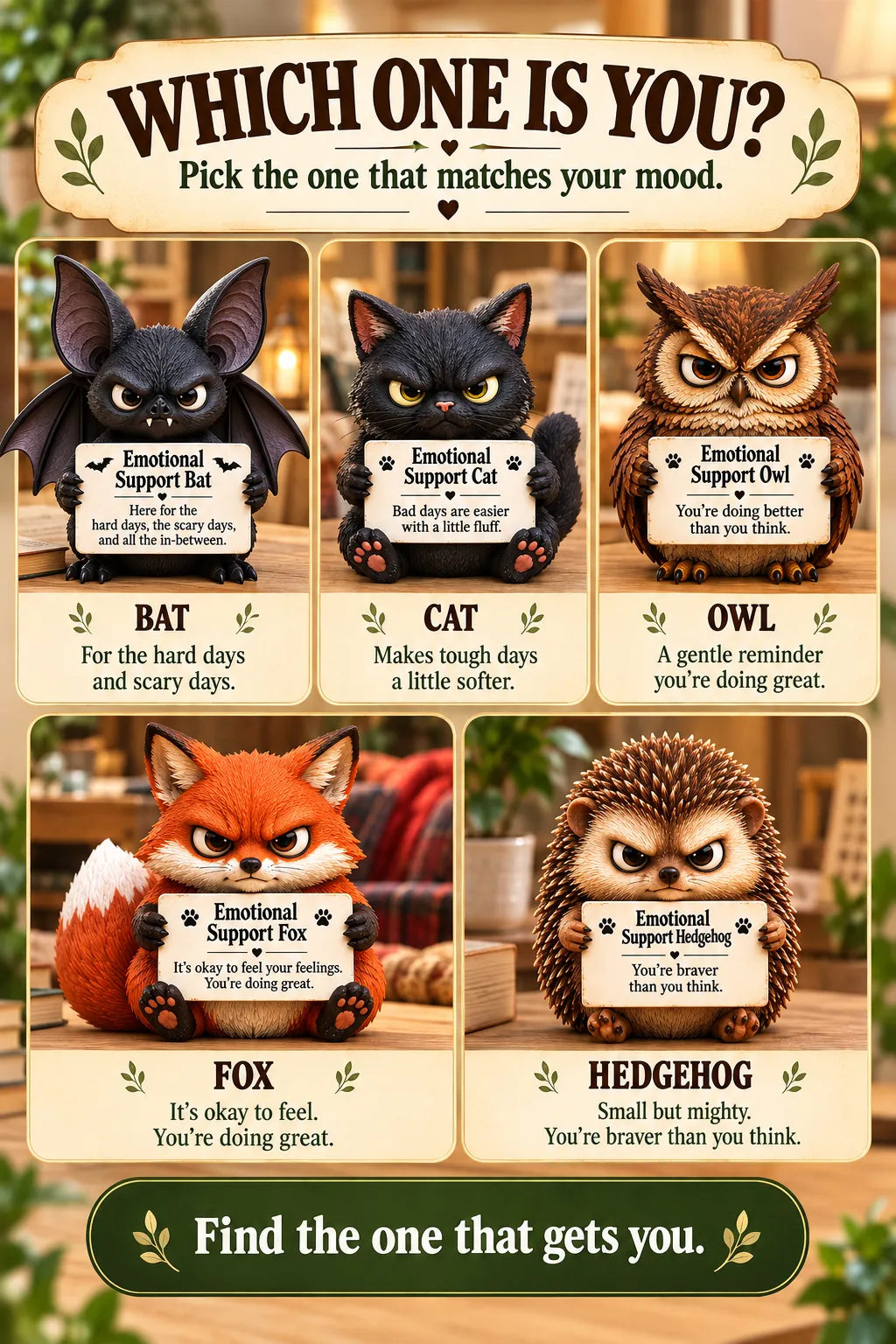 🐾Emotional Support Animals (5 Grumpy Styles)