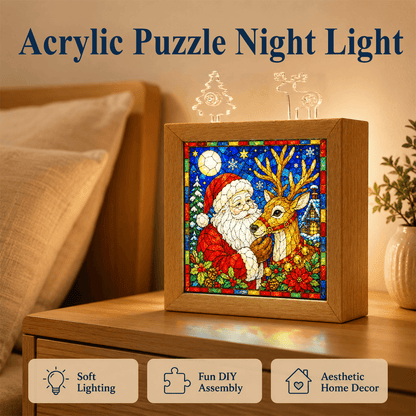 🧩Acrylic Puzzle Night Light - Santa Claus and Reindeer