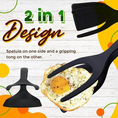 🥘🍳 2-in-1 Grip Flip Tongs with Silicone Tips – Non-Scratch, Non-Stick, Heat-Resistant ✨