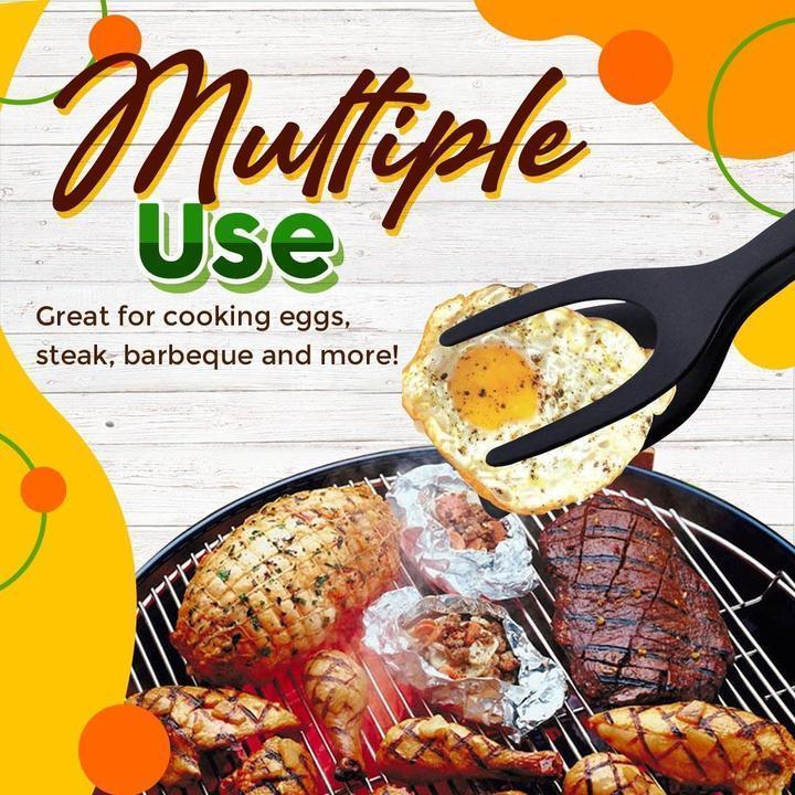 🥘🍳 2-in-1 Grip Flip Tongs with Silicone Tips – Non-Scratch, Non-Stick, Heat-Resistant ✨