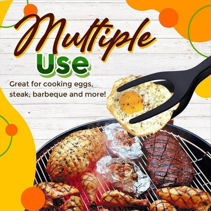 🥘🍳 2-in-1 Grip Flip Tongs with Silicone Tips – Non-Scratch, Non-Stick, Heat-Resistant ✨