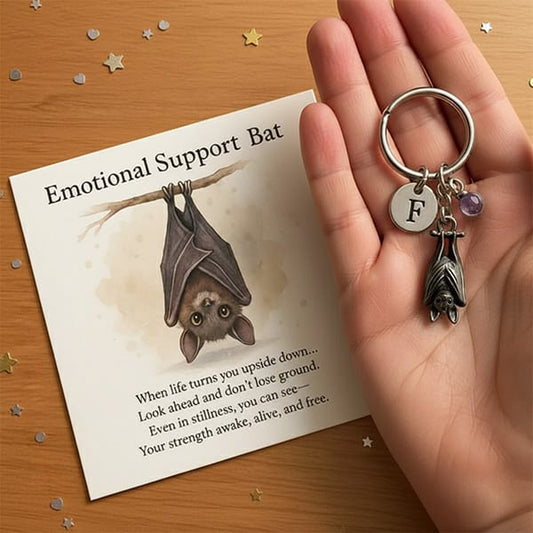 🦇Emotionellt stöd fladdermus inspirerande nyckelrin