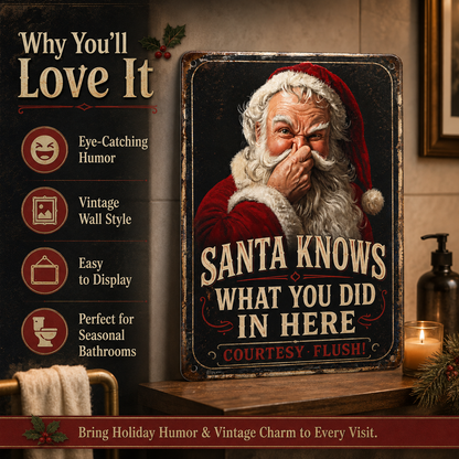 🎅🚽Santa Knows Funny Bathroom Sign