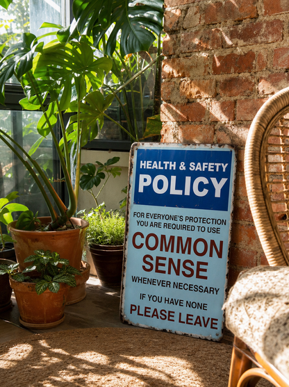 😂🤘Sarcastic "Common Sense Policy" Vintage Metal Sign