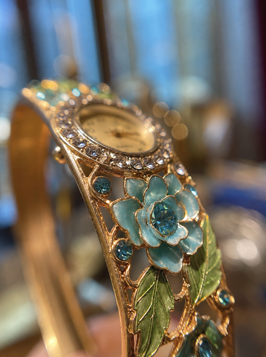 ⌚Vintage-style Elegant Cloisonné Ladies’ Bracelet Watch – A Blossoming Display ✨