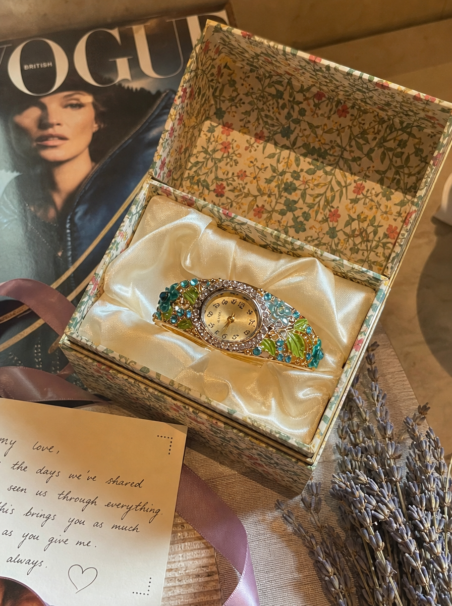 ⌚Vintage-style Elegant Cloisonné Ladies’ Bracelet Watch – A Blossoming Display ✨
