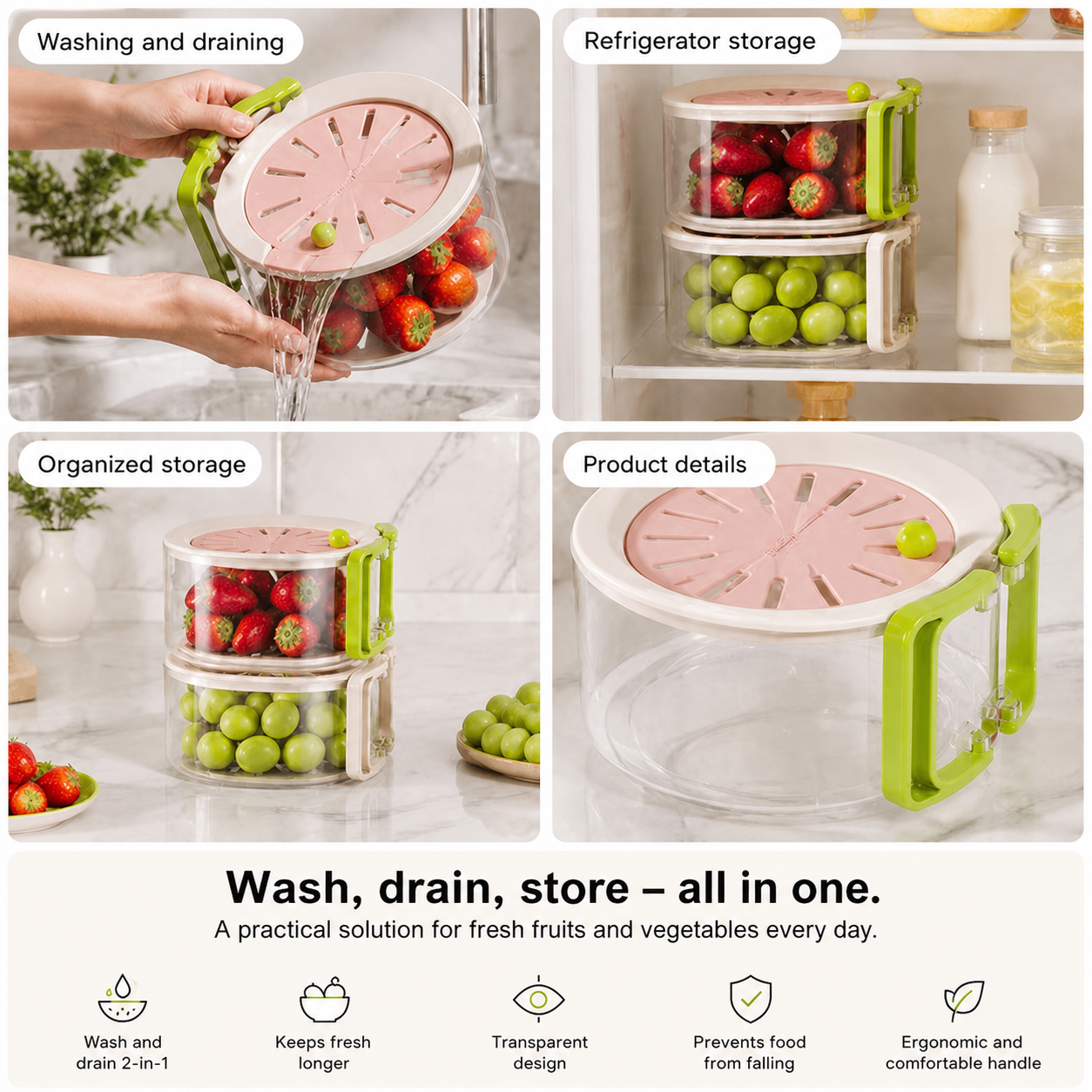 2-in-1 Multifunctional Telescopic Drainage Basket for Fruits and Vegetables