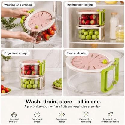 2-in-1 Multifunctional Telescopic Drainage Basket for Fruits and Vegetables