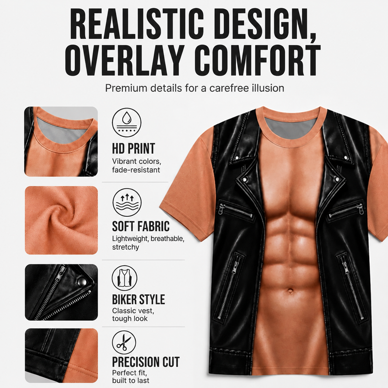 Men's Funny Fake Muscle Print T-Shirt