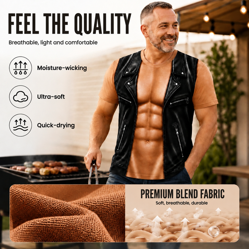 Men's Funny Fake Muscle Print T-Shirt