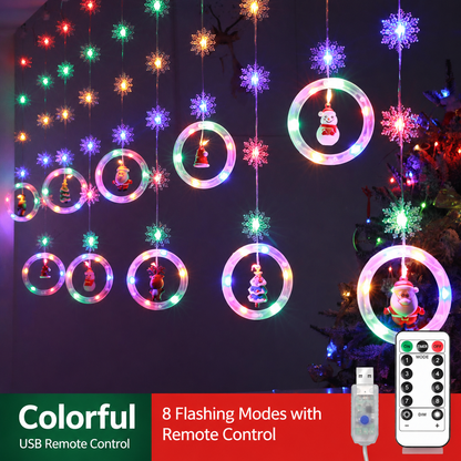 🎄Christmas Curtain Lights – Remote Control & 8 Lighting Modes for Cozy Holiday Windows ✨🎁