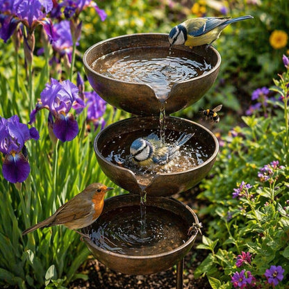 🐦Bring Life Back To Your Garden – 🌿Peaceful Cascading Rain Catcher Bird Bath For Welcoming Garden Wildlife🌿