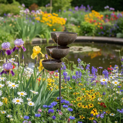 🐦Bring Life Back To Your Garden – 🌿Peaceful Cascading Rain Catcher Bird Bath For Welcoming Garden Wildlife🌿