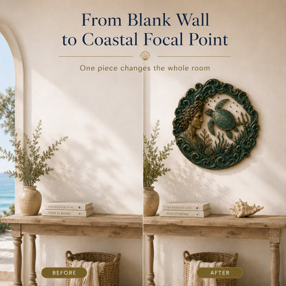 🔱‘Blessing of the Ancient Sea God’ Mural – 🌊Vintage Classical-Style Metal Wall Decoration