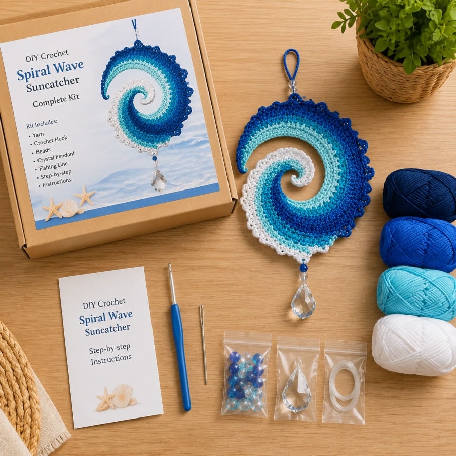 🌊 Ocean Wave Crochet Wind Spinner Diy Kit🧵