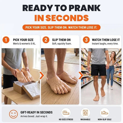 😂 Realistic Barefoot Slippers – Funny Giant Toe Slides, Hilarious Prank Gift 👣