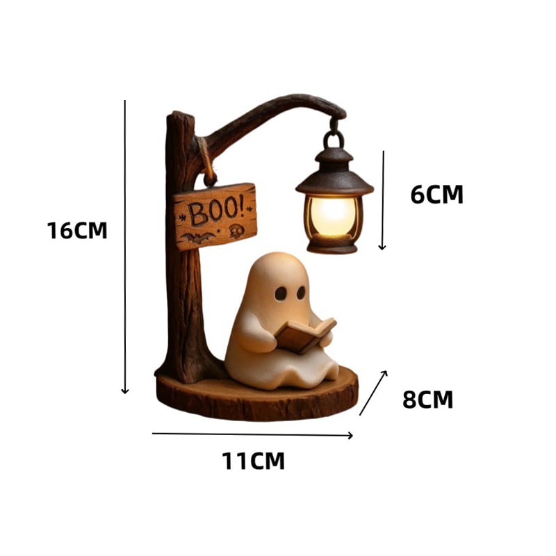 👻Reading Ghost LED Tree Light – Cosy Halloween Desk Decor 💡
