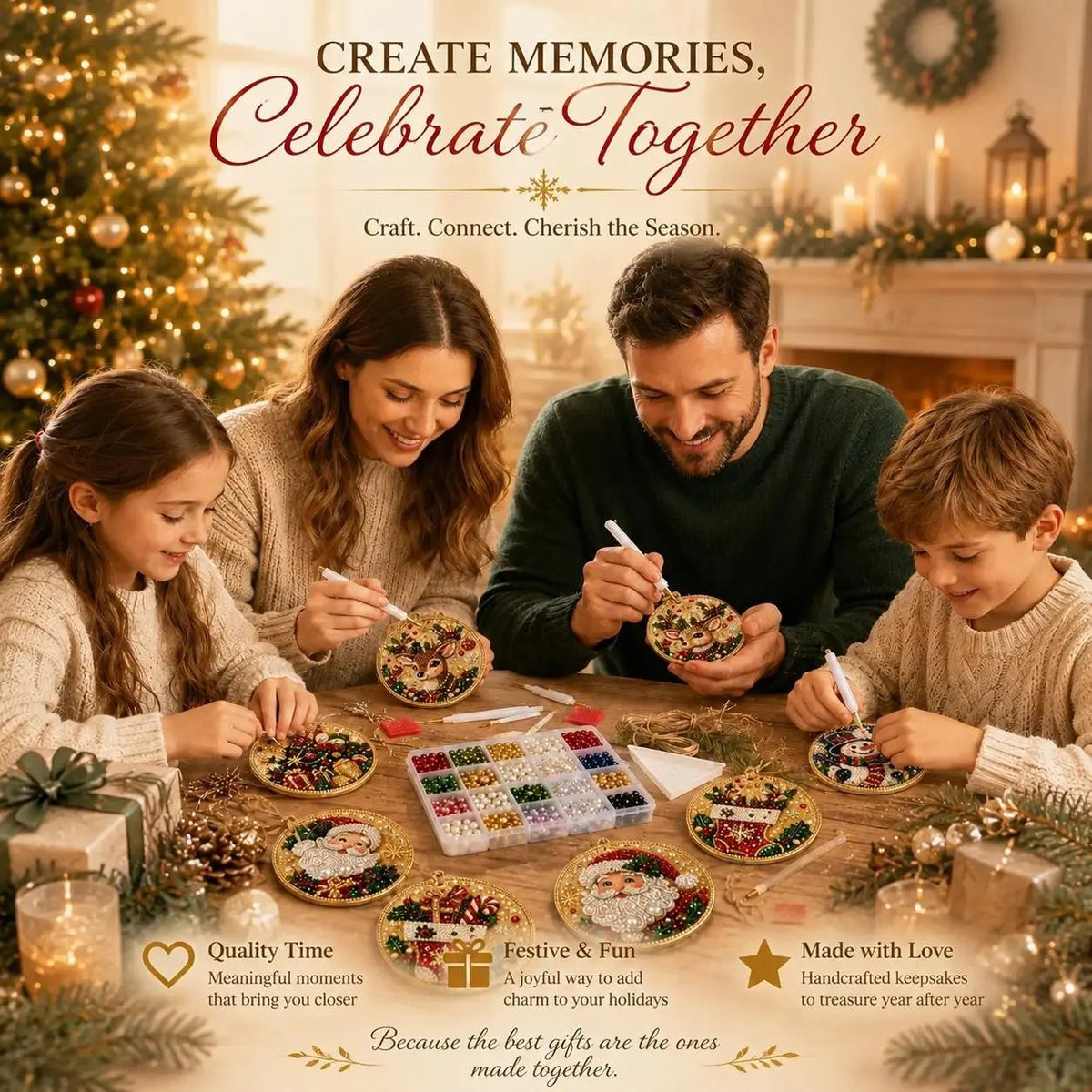 Christmas DIY Diamond Painting Ornaments Kit – Xmas Tree Hanging Craft Decoration