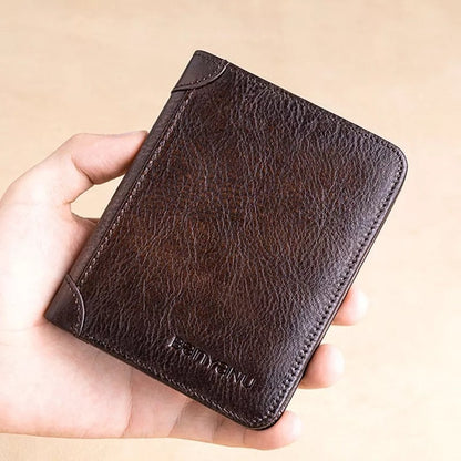Men’s Genuine Leather RFID-Blocking Wallet | Ultra-Slim Cowhide Wallet with Multiple Card Slots