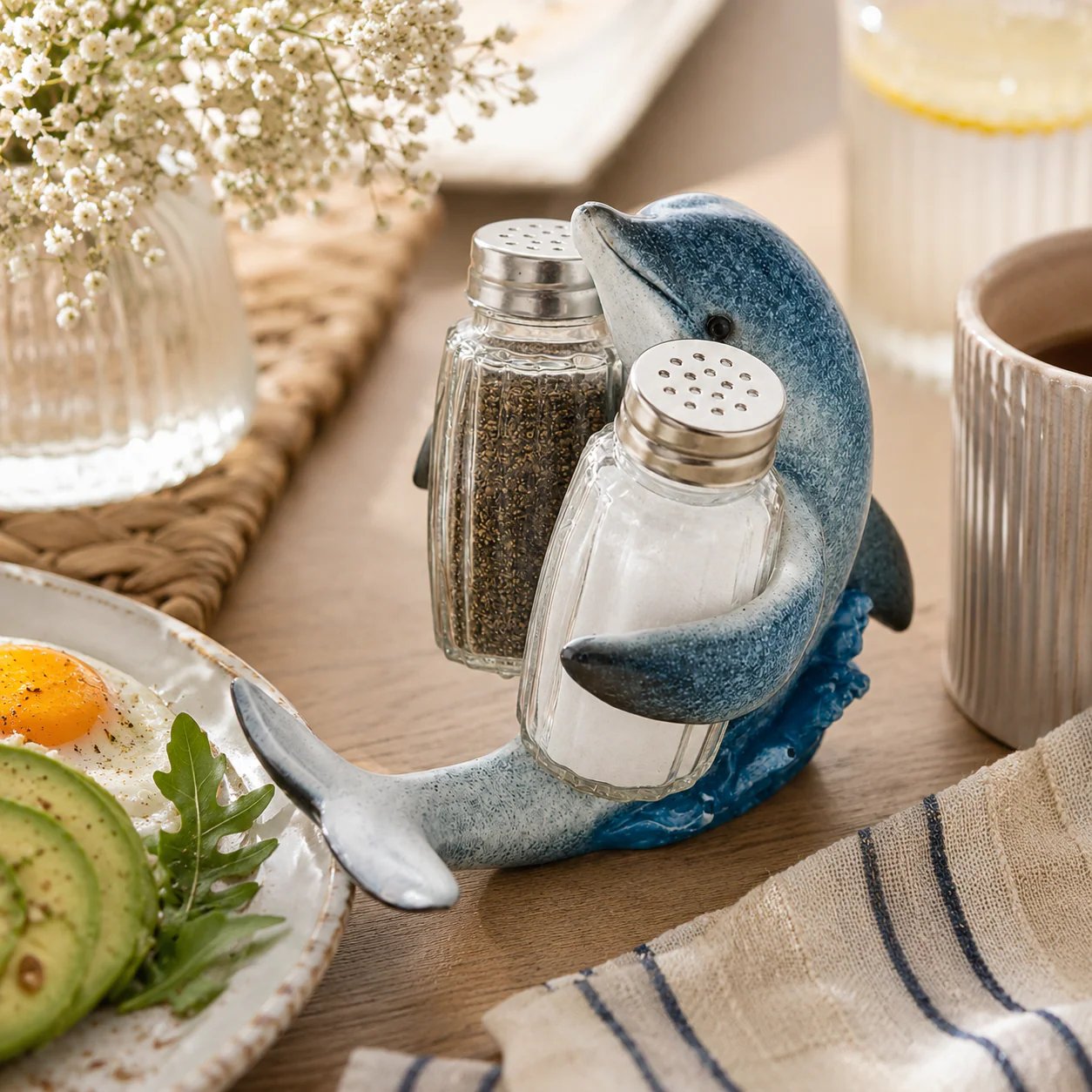 🐬Coastal Animal Salt & Pepper Shaker Holder Set