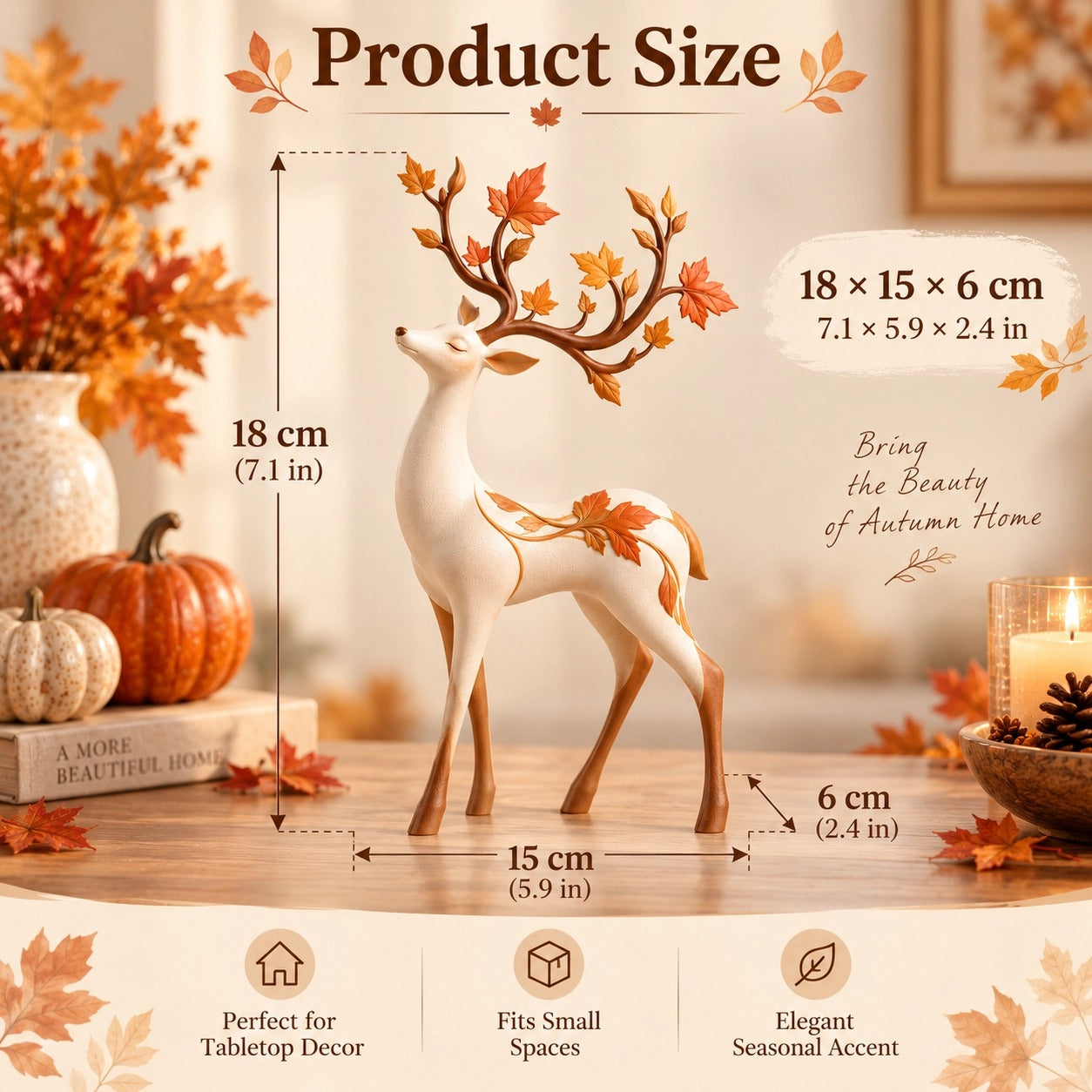 🍁Autumn Leaf Antler Deer Figurine🦌