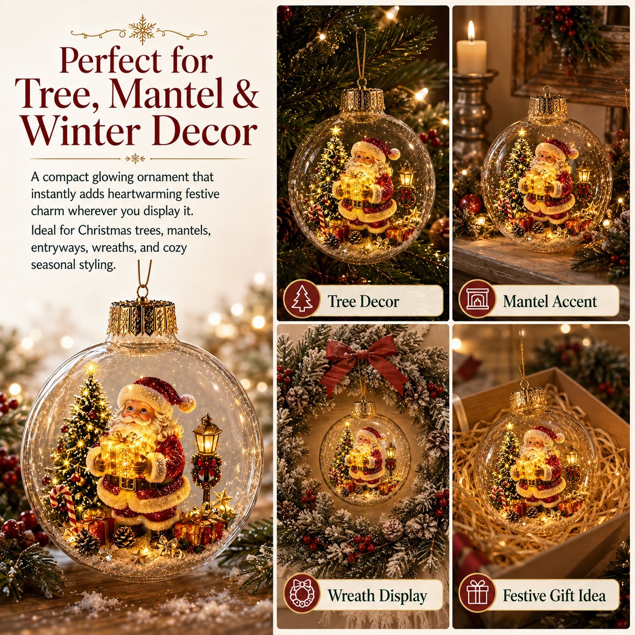 🎄Glowing Christmas Diorama Ornament – A Tiny Winter World in the Palm of Your Hand👼