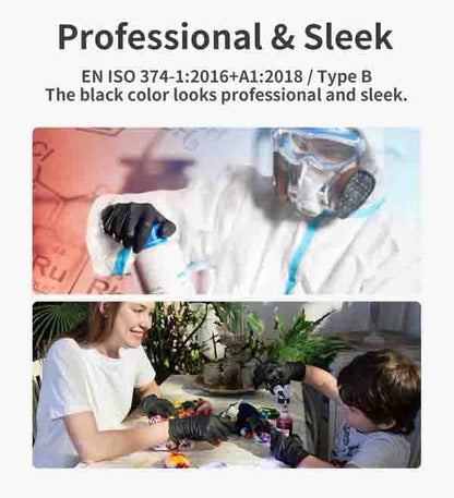 100/50-pack svarta engångshandskar av nitril