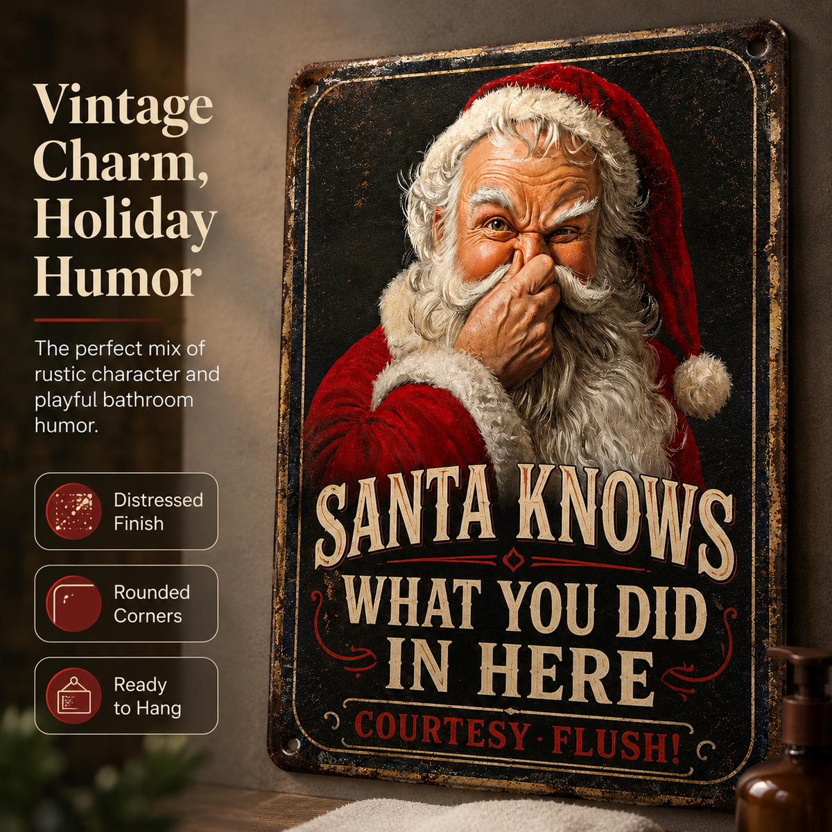 🎅🚽Santa Knows Funny Bathroom Sign