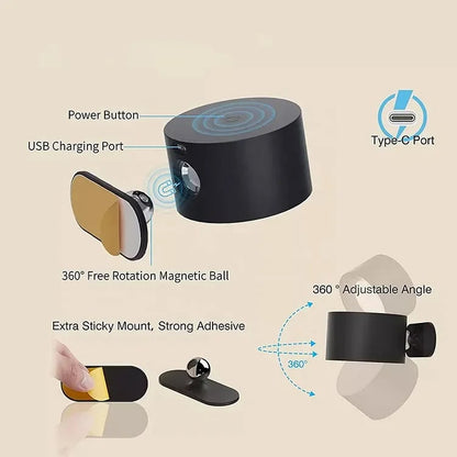 360° vägglampa - vägglampa med trådlös laddningD