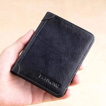 Men’s Genuine Leather RFID-Blocking Wallet | Ultra-Slim Cowhide Wallet with Multiple Card Slots