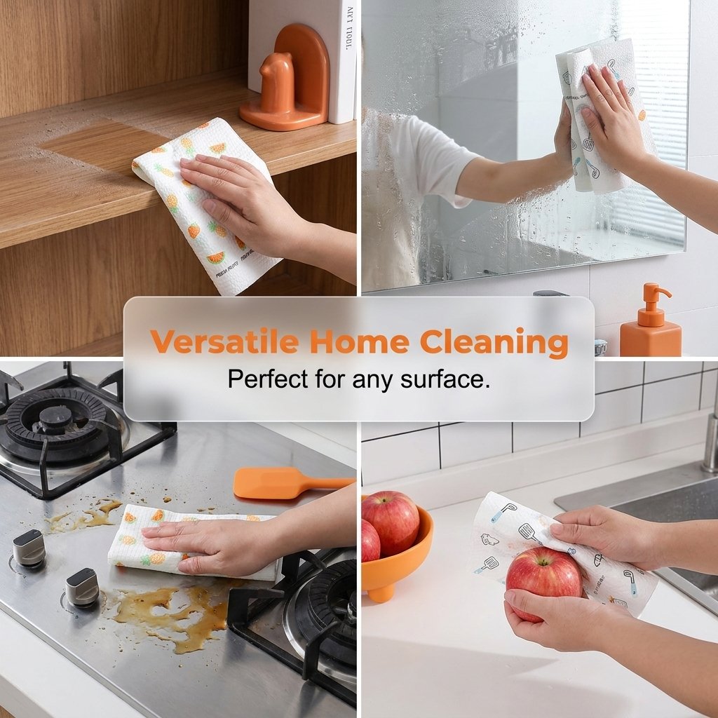 🔥 Roll of 50 reusable cleaning wipes – Wash, reuse and clean more for less 🌿