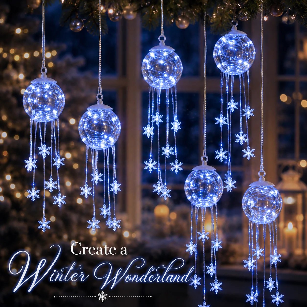 ❄️Winter Magic Snowflake Cascade – LED Hanging Christmas Ornament